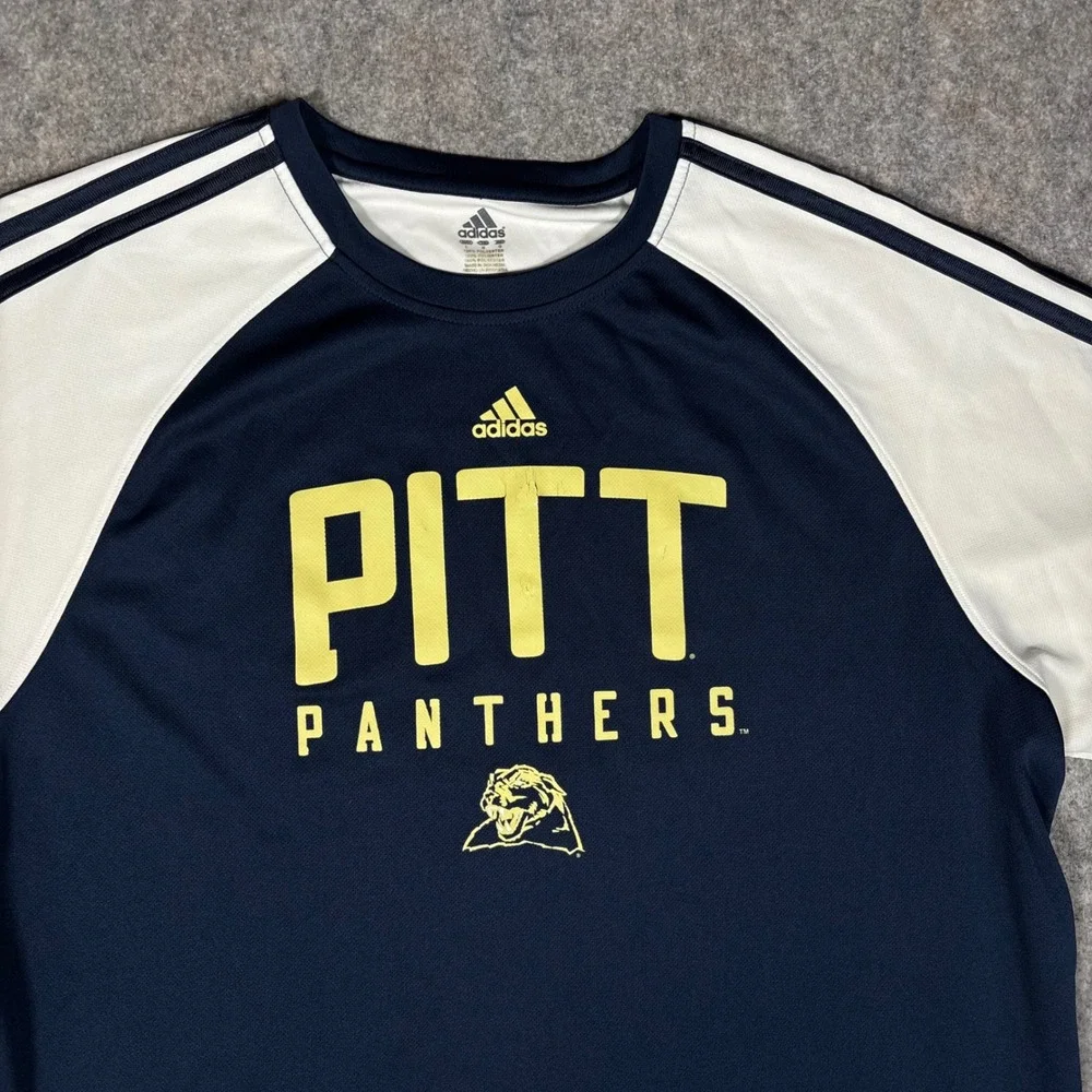 Adidas Pitt Panthers Shirt Mens Large Navy White Short Sleeve Athletic Jersey